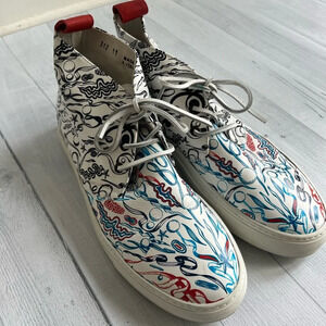 RARE Del Toro x Pepsi Live For Now Blue & Red Printed Leather Chukkas Size 11